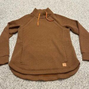 LL Bean Ridgeknit Crossneck Pullover Sz M Brown Outdoor Funnelneck Granola